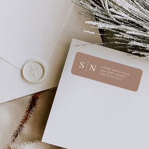 Minimal and Chic Monogram Taupe and Creamy White Return Address Label