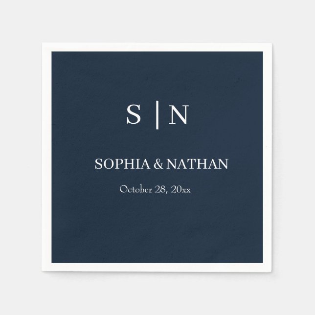 Minimal and Chic | Navy Blue and White Napkin (Front)