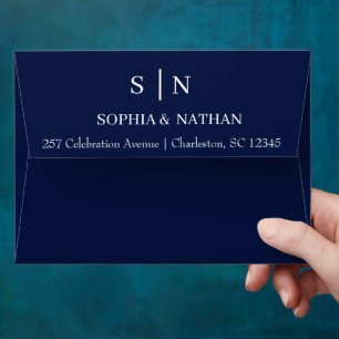Minimal and Chic   Navy Blue Wedding Envelope