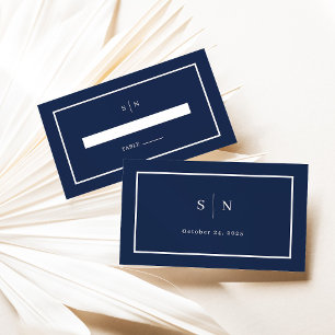 Minimal and Chic   Navy Blue Wedding Flat Place Card
