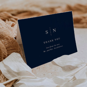 Minimal and Chic   Navy Blue Wedding Thank You Card