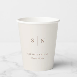 Minimal and Chic Neutral Cream and Taupe Wedding Paper Cups