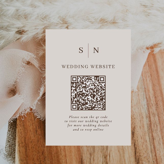 Minimal and Chic Neutral Scannable QR Code Wedding Enclosure Card (Creator Uploaded)