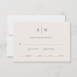 Minimal and Chic Neutral Warm White Meal Choice RSVP Card