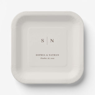 Minimal and Chic Neutral Wedding Paper Plate