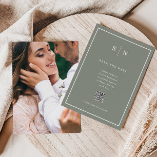 Minimal and Chic   Photo Back and QR Code Wedding Save The Date