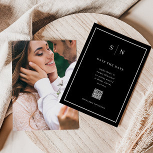 Minimal and Chic   Photo Back and QR Code Wedding Save The Date