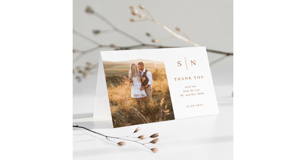 Minimal and Chic | Photo Boho Wedding Thank You Card | Zazzle