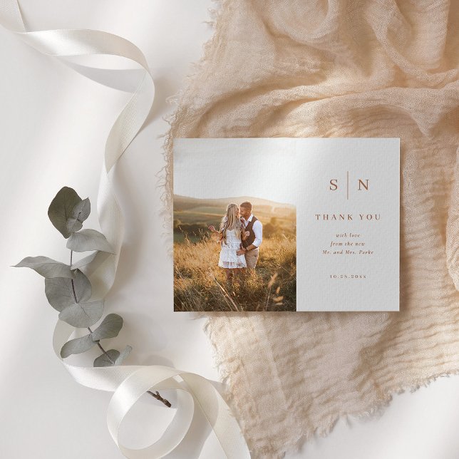 Minimal and Chic | Photo Boho Wedding Thank You Postcard (Creator Uploaded)