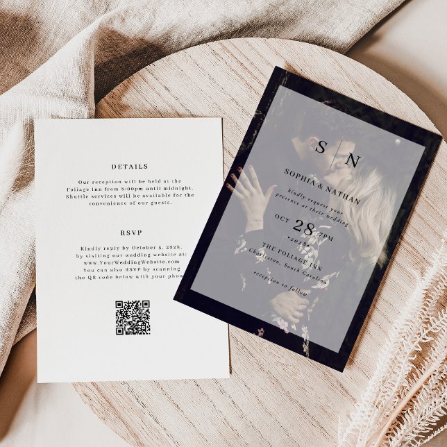Minimal and Chic Photo Overlay All in One Wedding Invitation (Creator Uploaded)