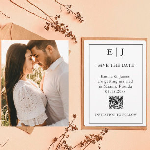 Minimal and Chic Photo QR Code Wedding Save The Date