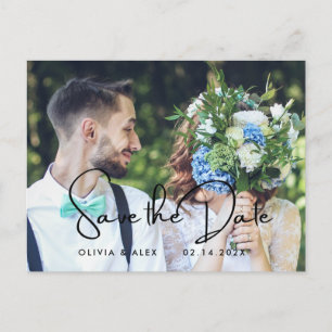 Minimal and Chic Photo Wedding Save The Date Invitation Postcard
