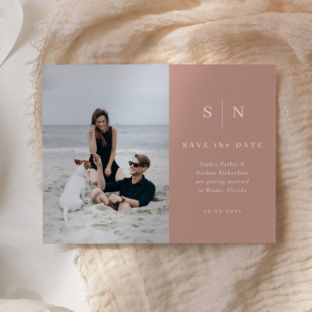 Minimal and Chic | Photo Wedding Save the Date Postcard (Creator Uploaded)