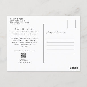 Minimal and Chic   Photo Wedding Save The Date Postcard