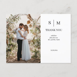Minimal and Chic Photo Wedding Thank You Postcard