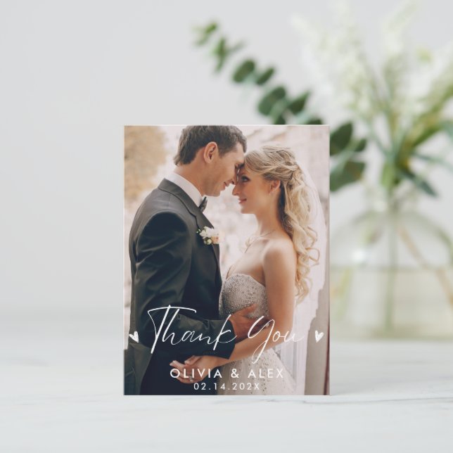 Minimal and Chic | Photo Wedding Thank You Postcard (Standing Front)