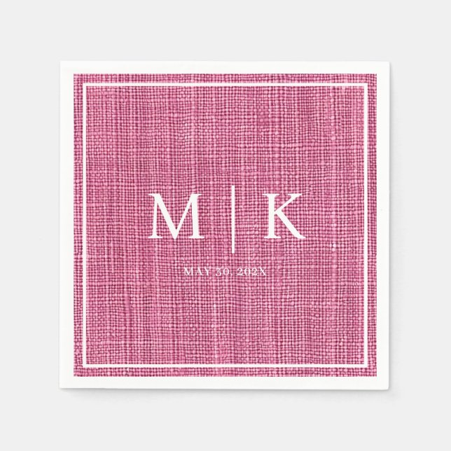 Minimal and Chic | Pink Denim Fabric Wedding  Napkin (Front)