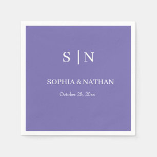 Minimal and Chic   Purple and White Wedding Napkin
