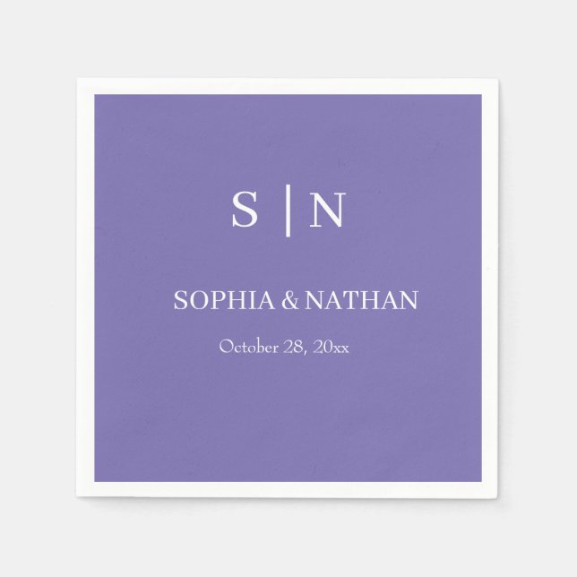 Minimal and Chic | Purple and White Wedding Napkin (Front)