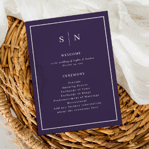 Minimal and Chic Purple   Elegant Border Wedding Program
