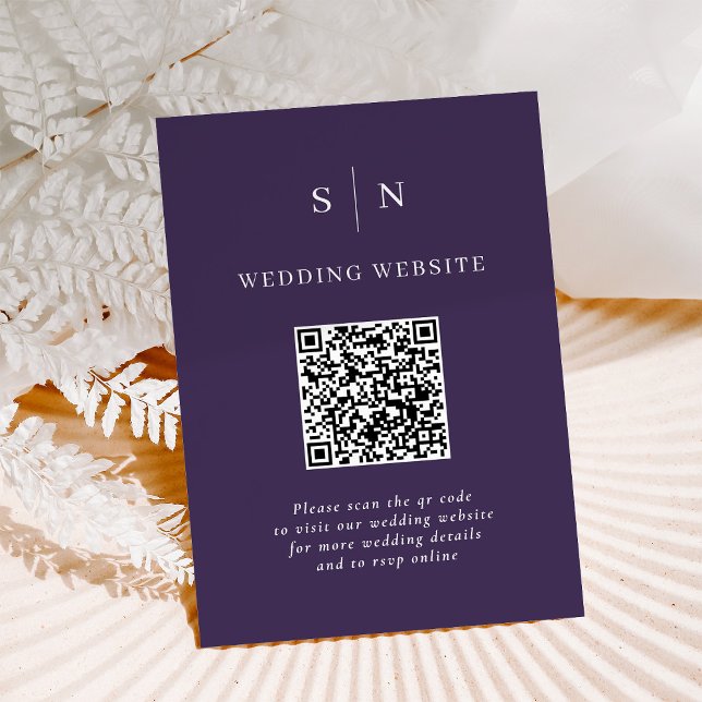 Minimal and Chic | Purple QR Code Wedding Enclosure Card (Creator Uploaded)