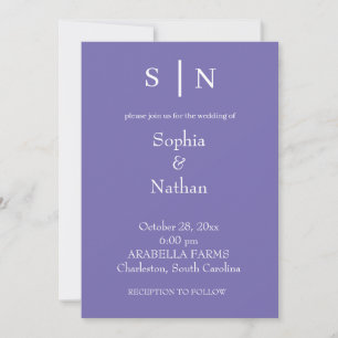 Minimal and Chic   Purple Wedding Invitation
