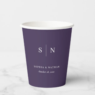 Minimal and Chic Purple Wedding Paper Cups