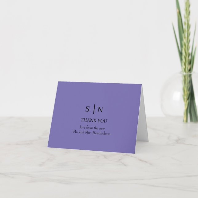 Minimal and Chic | Purple Wedding  Thank You Card (Front)