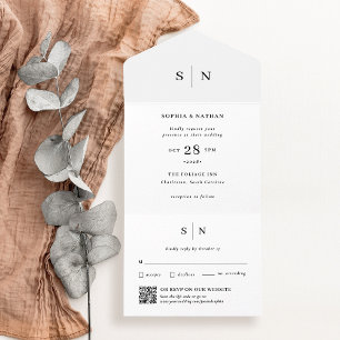 Minimal and Chic QR Code Wedding All In One Invitation