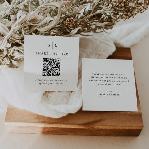Minimal and Chic   QR Code Wedding Share the Love Enclosure Card