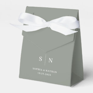 Minimal and Chic   Sage Green and White Wedding Favour Box