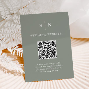 Minimal and Chic   Sage Green QR Code Wedding Enclosure Card