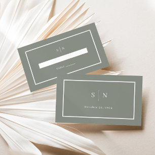 Minimal and Chic Sage Green Wedding Flat Place Card