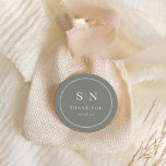 Minimal and Chic | Sage Green Wedding Initial Classic Round Sticker<br><div class="desc">These elegant,  modern wedding thank you favour stickers feature a simple sage green and white text design that exudes minimalist style. Add your initials or monogram to make them completely your own.</div>