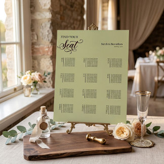 Minimal and Chic Sage Green Wedding Seating Chart