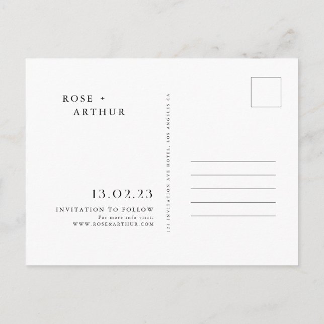 Minimal and chic Save The Date Invitation (Back)