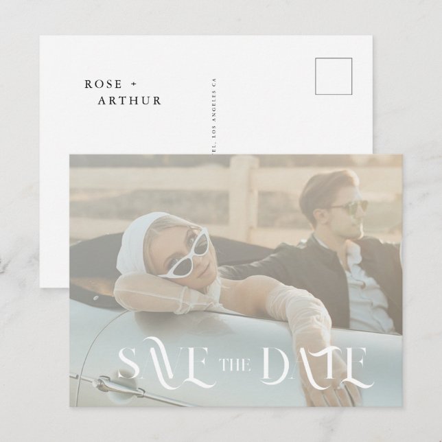 Minimal and chic Save The Date Invitation Postcard (Front/Back)