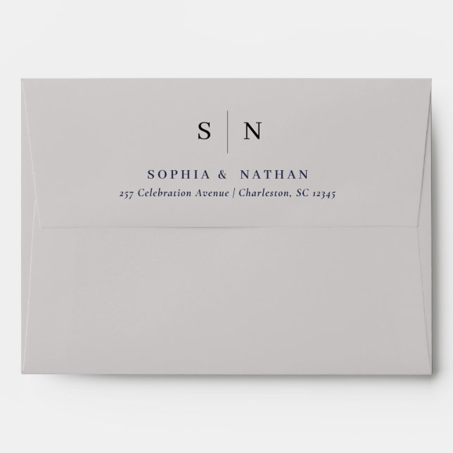 Minimal and Chic | Soft Grey and Black Wedding Envelope (Back (Top Flap))