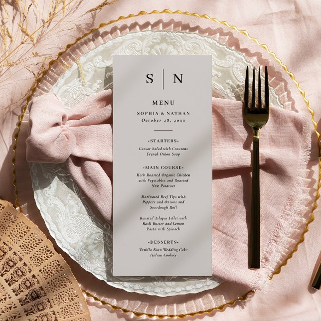 Minimal and Chic | Soft Grey and Black Wedding Menu (Creator Uploaded)