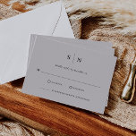 Minimal and Chic | Soft Grey and Black Wedding RSVP Card<br><div class="desc">These elegant,  modern wedding RSVP response cards feature a simple grey and black text design that exudes minimalist style. Add your initials or monogram to make them completely your own.</div>