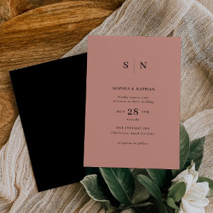 Minimal and Chic   Terracotta and Black Wedding Invitation