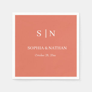 Minimal and Chic   Terracotta and White Wedding Napkin