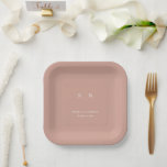 Minimal and Chic Terracotta | Wedding Paper Plate<br><div class="desc">These elegant,  modern wedding or bridal shower paper plates feature a simple boho neutral terracotta and white text design that exudes minimalist style. Add your initials or monogram to make them completely your own.</div>