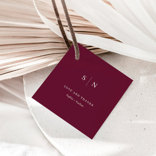 Minimal and Chic Thank You Burgundy Wedding Favour Tags