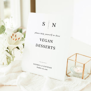 Minimal and Chic   Vegan Desserts Wedding Pedestal Sign