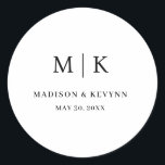 Minimal and Chic | Wedding  Classic Round Sticker<br><div class="desc">Minimal and Chic | Black and White Wedding Classic Round StickerThese elegant,  modern wedding or bridal shower napkins feature a simple black and white text design that exudes minimalist style. Add your initials or monogram to make them completely your own.</div>