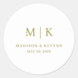 Minimal and Chic | Wedding Classic Round Sticker