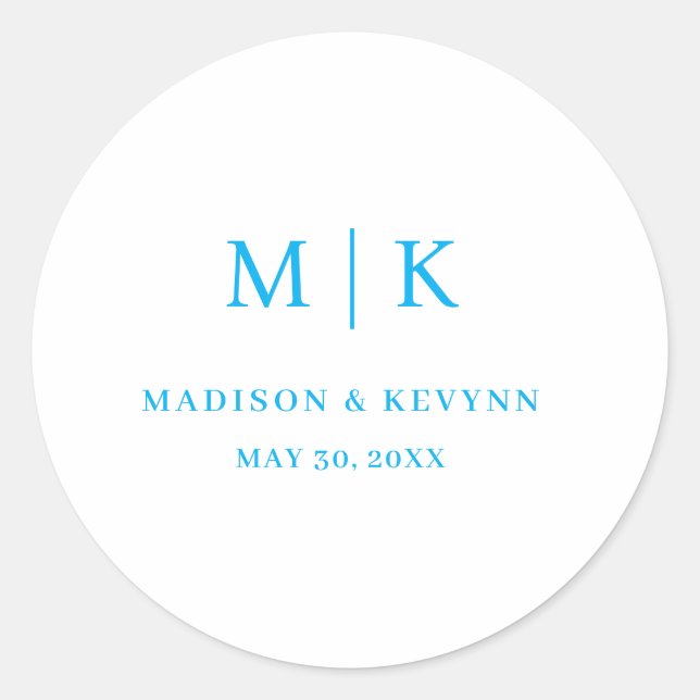Minimal and Chic | Wedding  Classic Round Sticker (Front)