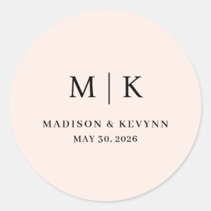 Minimal and Chic Wedding Classic Round Sticker