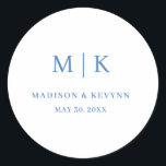Minimal and Chic | Wedding  Classic Round Sticker<br><div class="desc">Minimal and Chic | Bue Wedding Classic Round StickerThese elegant,  modern wedding or bridal shower napkins feature a simple black and white text design that exudes minimalist style. Add your initials or monogram to make them completely your own.</div>